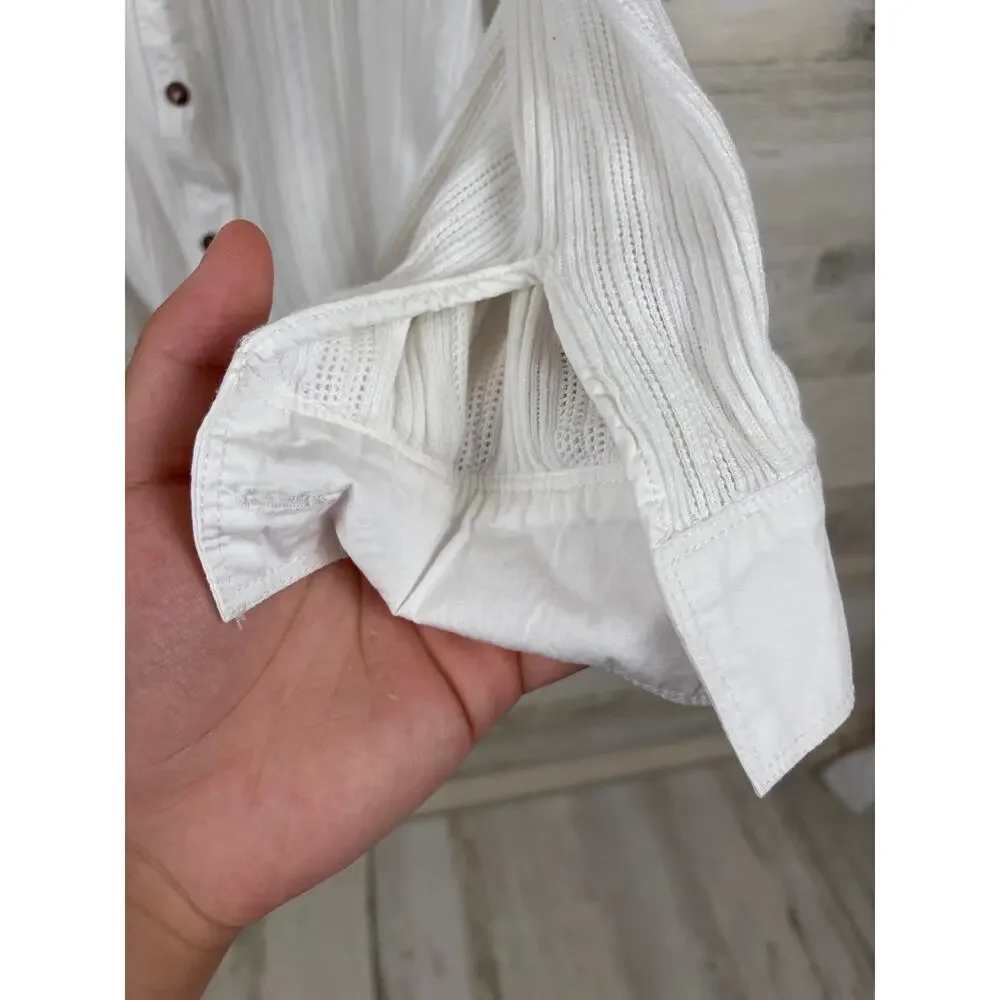Free People Free-Est Womens XS White Oversized Cotton Button Up Top Boho